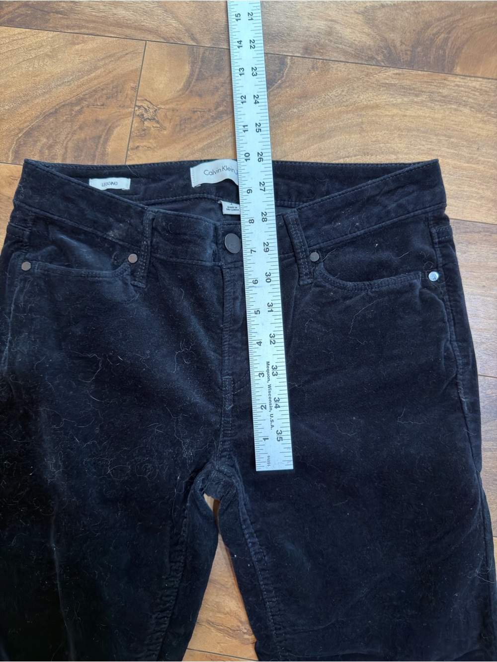 Calvin Klein Velvet Leggings Womens Stretch Pull-On Soft Velour Pants Black Sz 2 - Picture 6 of 7